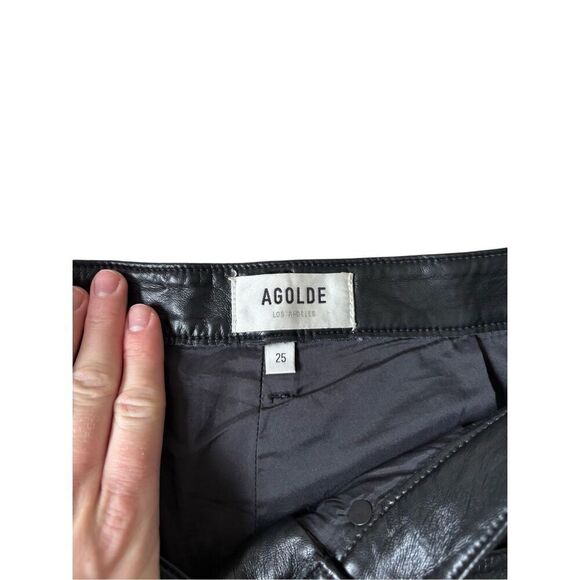 Agolde Recycled Leather Relaxed Boot Pant size 25 Black Detox - Picture 6 of 12